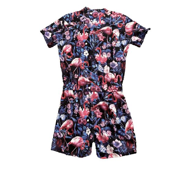 Mens Zip Up Flamingo Romper MEDIUM Shorts Romphim Cruise Resort Vacation - Picture 2 of 15